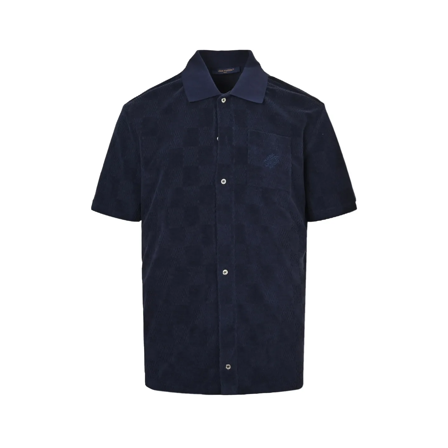 Louis Vuitton/Louis Vuitton 25ss dark checkerboard terry short-sleeved shirt